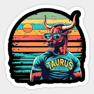 Taurus Sunset Dreamscape: Zodiac Vacation Vibes Sticker